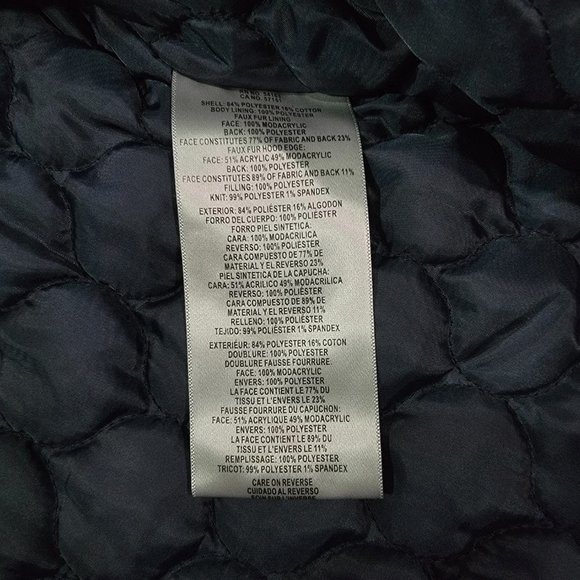 Levis Womens Faux Fur Lined Hooded Parka Jacket Navy Sz XL - Picture 8 of 10